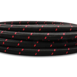Vibrant -10 AN Two-Tone Black/Red Nylon Braided Flex Hose (5 foot roll)
