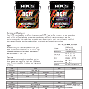 HKS Dual Clutch Transmission Fluid Touring 20L