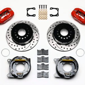 Wilwood Forged Dynalite P/S Park Brake Kit Drilled Red Chevy 12 Bolt-Spec 3.15in Brng Staggered mt