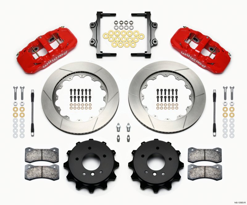 Wilwood AERO4 Rear Kit 14.00 Red 2007-2011 BMW E90 Series w/Lines