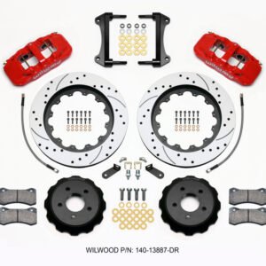 Wilwood AERO6 Front Hat Kit 15.00 Drilled Red 15-23 Mustang w/Lines