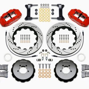 Wilwood Narrow Superlite 6R Front Hat Kit 14.00in Drilled Red 1999-2012 Subaru WRX w/Lines
