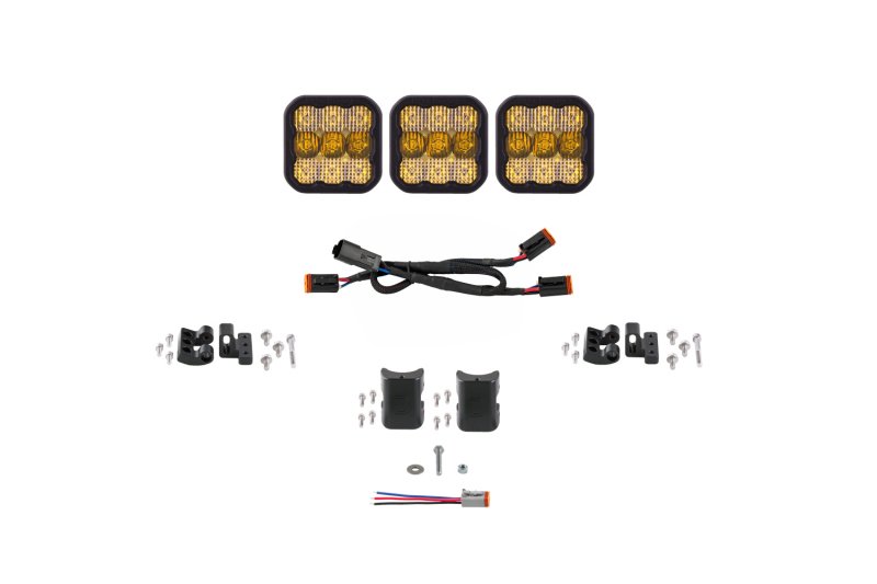 Diode Dynamics SS5 Pro Universal CrossLink 3-Pod Lightbar - Yellow Combo