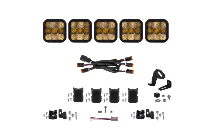 Diode Dynamics SS5 Pro Universal CrossLink 5-Pod Lightbar - Yellow Combo