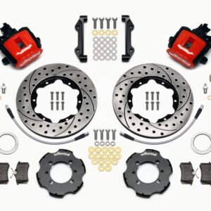 Wilwood Combination Parking Brake Rear Kit 11.00in Drilled Red 2012 Fiat 500 w/ Lines