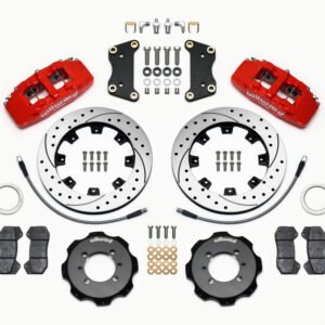 Wilwood Dynapro 6 Front Hat Kit 12.19in Drilled Red 2012 Fiat 500 w/ Lines