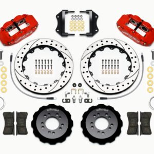 Wilwood Narrow Superlite 6R Front Hat Kit 12.88in Drill Red 2013-Up Ford Focus ST w/ Lines