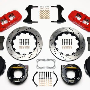 Wilwood AERO4 Rear P-Brake Kit 14.00in Drilled Red Chevy 12 Bolt-Spec 3.15in Bearing
