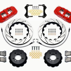 Wilwood AERO6 Front Hat Kit 14.00 Drilled Red 2007-2011 BMW E90 Series w/Lines