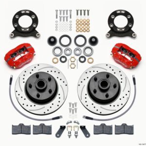 Wilwood Forged Dynalite-M Front Kit 11.30in 1 PC Rotor&Hub Drill-Red 1970-1973 Mustang Disc & Drum