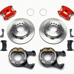 Wilwood D154 P/S Park Brake Kit Red 12 Bolt 2.81in Offset Staggered Shock