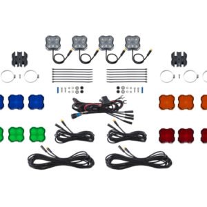 Diode Dynamics Stage Series SXS Rock Light Installer Kit - White Diffused M8 (4-pack)