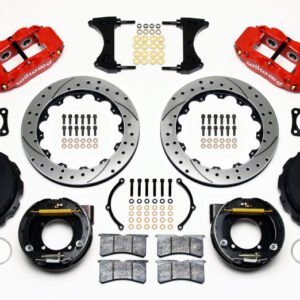 Wilwood Narrow Superlite 4R Rear P-Brk Kit 12.88in Drilled Red Chevy 12 Bolt-Spec 3.15in Bearing