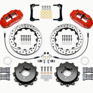 Wilwood Narrow Superlite 4R Rear Kit 12.88in Drilled Red 2008-2012 Subaru WRX w/Lines