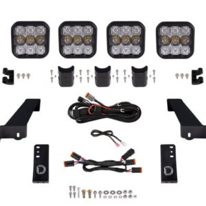 Diode Dynamics Jeep JL SS5 4-Pod CrossLink Grille Lightbar Kit Pro - White Combo