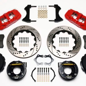 Wilwood AERO4 Rear P-Brake Kit 14.00in Drill Red Mopar/Dana 2.36in Off w/Snap Ring Bearing