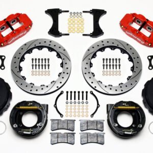 Wilwood Narrow Superlite 4R Rear P-Brk Kit 12.88in Drilled Red Big Ford Old Style 2.36in Offset