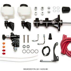 Wilwood Tandem Remote M/C Kit w L/H Bracket & Prop Valve - 15/16in Bore Black-W/Pushrod