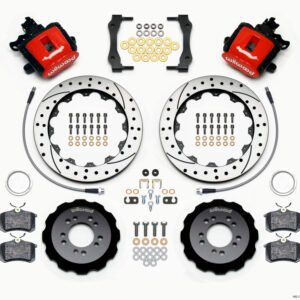 Wilwood Combination Parking Brake Rear Kit 12.88in Drilled Red 2013-Up Ford Focus ST w/ Lines