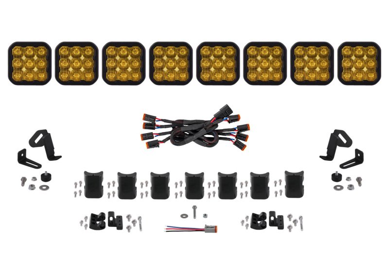Diode Dynamics SS5 Pro Universal CrossLink 8-Pod Lightbar - Yellow Driving