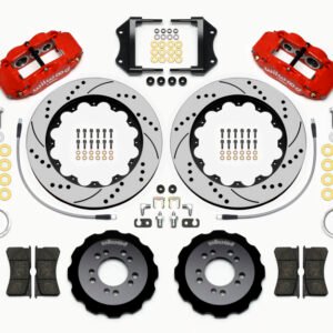 Wilwood Narrow Superlite 6R Front Hat Kit 14.00in Drill Red 2013-Up Ford Focus ST w/ Lines