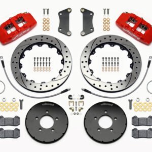 Wilwood Dynapro 6 Front Hat Kit 12.88in Drilled Red 2005-Up Mazda 3 w/ Lines