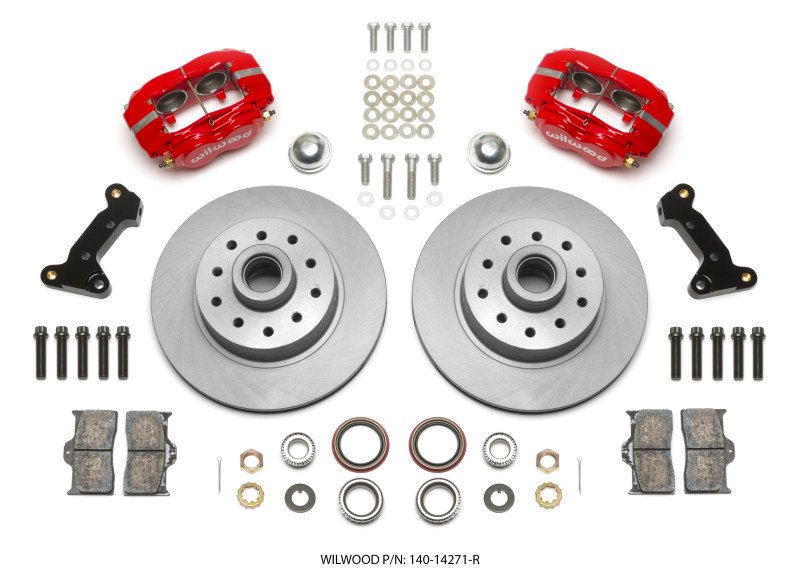 Wilwood Forged Dynalite Front Kit 11.03in 1 PC Rotor&Hub - Red 74-80 Pinto Disc Spindle only