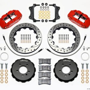 Wilwood Narrow Superlite 6R Front Hat Kit 12.88in Drill Red 06-12 Volkswagen GTI w/ Lines