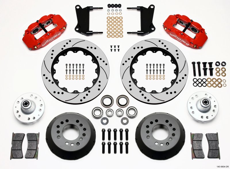 Wilwood Narrow Superlite 6R Front Hub Kit 14.00in Drill Red 67-69 Camaro 64-72 Nova Chevelle