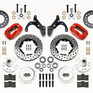 Wilwood Forged Dynalite Front Kit 11.00in Drill-Red 65-68 Chevy Impala -Drum Spindle