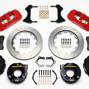 Wilwood AERO4 Rear P-Brake Kit 14.00in Red Mopar/Dana 2.36in Off w/Snap Ring Bearing
