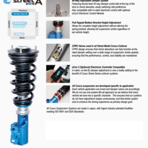Cusco 2023+ Toyota Prius 5th Gen (MXWH60) Street Zero-A Coilover Kit (Rear Upper Mount Not Included)