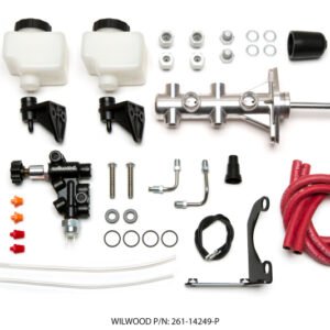Wilwood Tandem Remote M/C Kit w L/H Bracket & Prop Valve - 7/8in Bore Ball Burnished-W/Pushrod