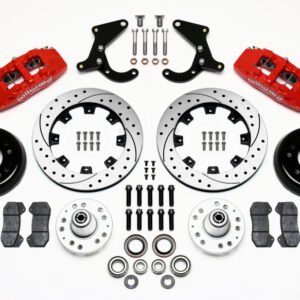 Wilwood Dynapro 6 Front Hub Kit 12.19in Drilled Red 55-57 Chevy