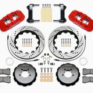 Wilwood AERO6 Front Hat Kit 14.00 Drilled Red 1999-2012 Subaru WRX w/Lines