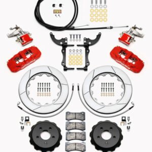 Wilwood AERO4 / MC4 Rear Kit 14.00 Red 15-23 Mustang w/Lines & Cables