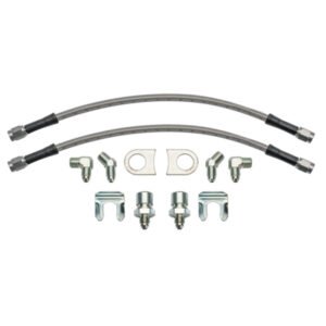 Wilwood 12in Length -3 to 3/8-24 IF 1/8-27 NPT 90 Degree Flexline Kit w/ Weld-On Bracket Tabs