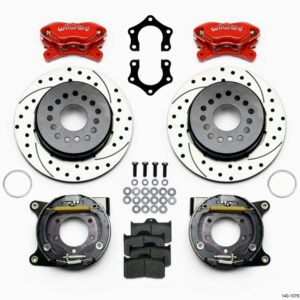 Wilwood Forged Dynalite P/S Park Brake Kit Drilled Red Mopar/Dana 2.50in Off w/Snap Ring Bearing