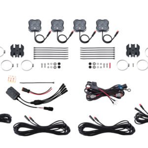 Diode Dynamics Stage Series SXS Rock Light Installer Kit - RGBW M8 w/Controller (4-pack)