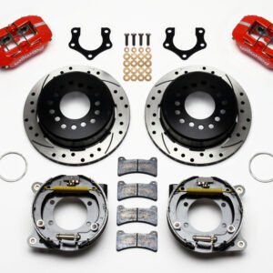 Wilwood Dynapro Low-Profile 11.00in P-Brake Kit Drill-Red Mopar/Dana 2.36in Off w/Snap Ring Bearing