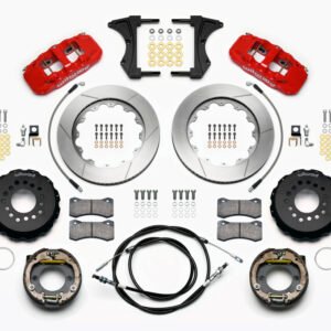 Wilwood AERO4 Rear Kit 14.00 Red 2005-2014 Mustang w/ BMR Suspn. w/Lines