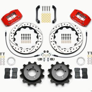Wilwood Dynapro Radial Rear Kit 12.88in Drilled Red 2006-2007 Subaru WRX w/Lines