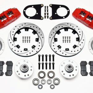 Wilwood Dynapro 6 Front Hub Kit 12.19in Drilled Red 37-48 Ford Psgr. Car Spindle