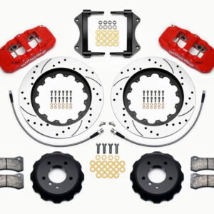 Wilwood AERO6 Front Hat Kit 15.00 Drilled Red 2007-2011 BMW E90 Series w/Lines