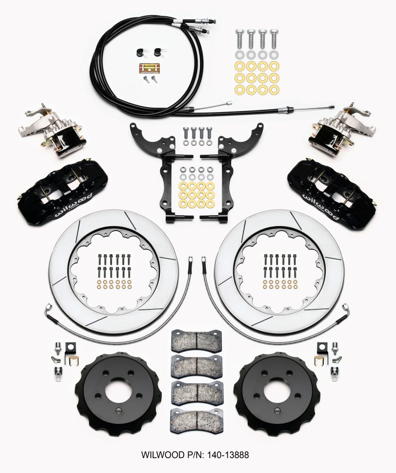 Wilwood AERO4 / MC4 Rear Kit 14.00 15-23 Mustang w/Lines & Cables