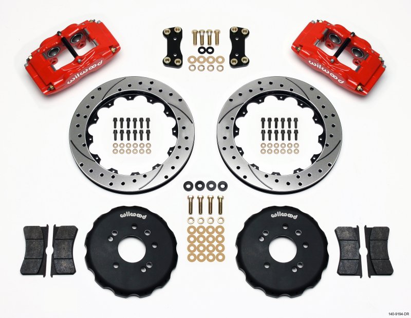 Wilwood FSLI4 Front Hat Kit 13.00in Drilled Red Nissan 240SX