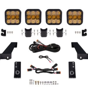 Diode Dynamics Jeep JL SS5 4-Pod CrossLink Grille Lightbar Kit Pro - Yellow Combo