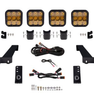 Diode Dynamics Jeep JK SS5 4-Pod CrossLink Grille Lightbar Kit Pro - Yellow Combo