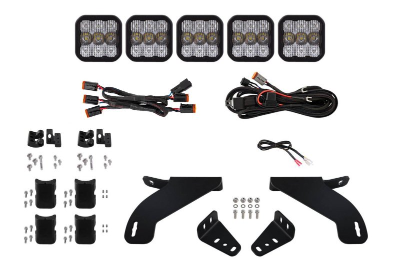 Diode Dynamics 21-22 Ford F-150 SS5 Grille CrossLink Lightbar Kit - Sport - White Combo