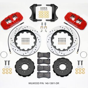 Wilwood AERO6 Front Hat Kit 15.00 Drilled Red 2014-up Corvette C7 w/Lines